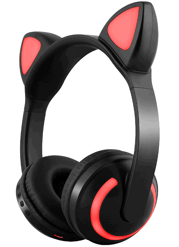 Wireless-Bluetooth-Cat-Ear-Headphone-with-7-Colors-LED-Light-Flashin-red