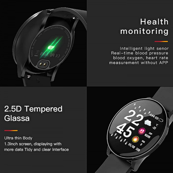 W8 Smart Watch Heart Rate Monitor Weather Forecast Fitness Watch Waterproof Bluetooth Smart Band 7