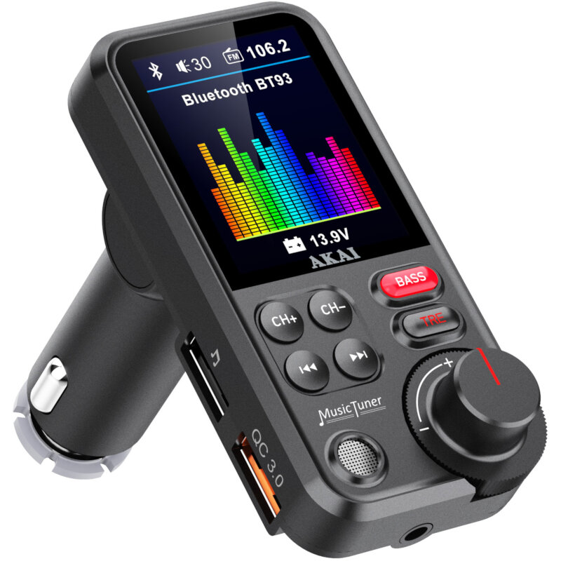 Akai-FMT-93BT-FM-transmitter-με-Hands-Free-QC-Bluetooth-Aux-In-Out-micro-SD