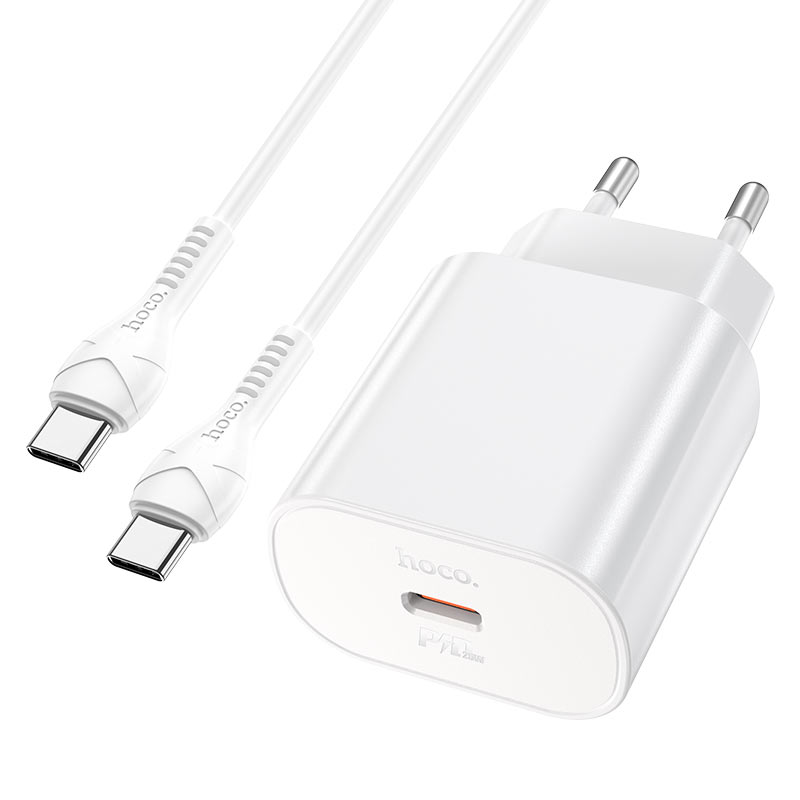 HOCO-N22-TRAVEL-CHARGER-PD-25W-Type-C-Cable-White