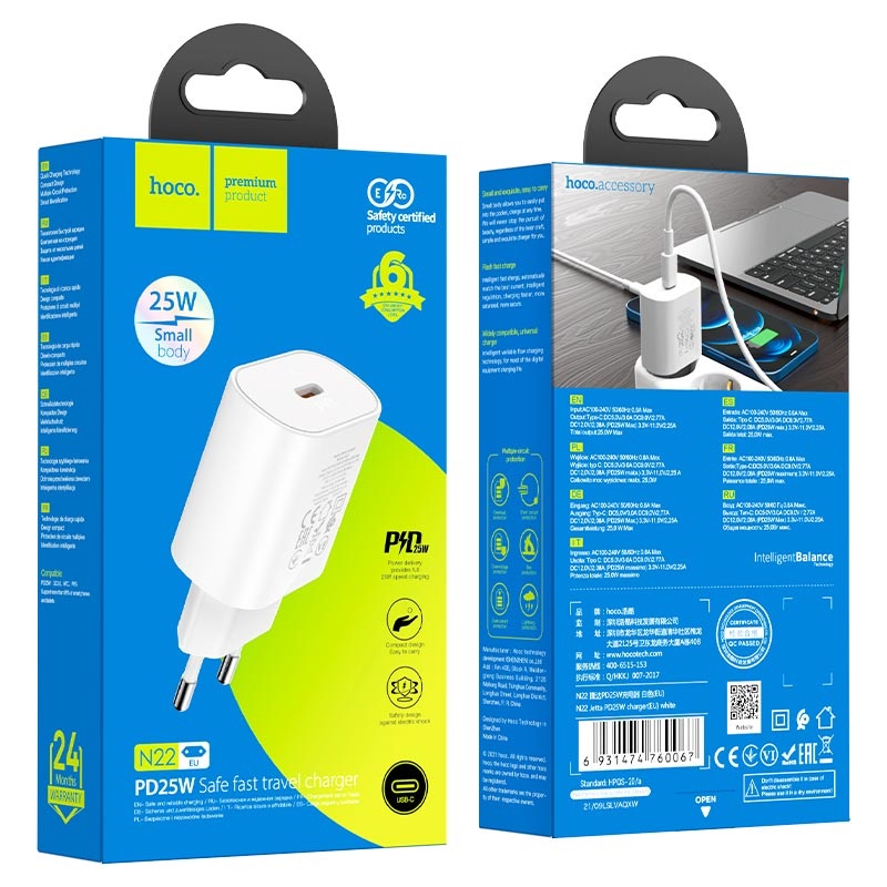 HOCO-N22-TRAVEL-CHARGER-PD-25W-White-43389