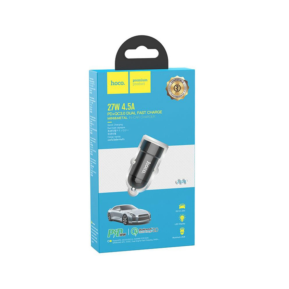 HOCO-Z32B-SPEED-UP-CAR-CHARGER-DUAL-WITH-TYPE-C-PD-QC3.0A-AND-USB-1.5A-FAST-CHARGING-4.5A-27W-BLACK-1