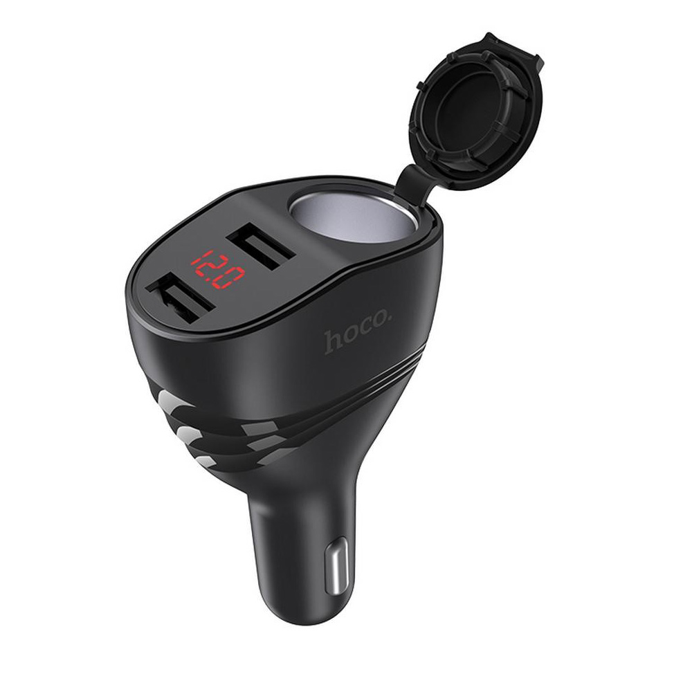 HOCO-Z34-THUNDER-CAR-CHARGER-DUAL-USB-5V-3.1A-MAX-AND-CHIGARETTE-LIGHTER-SLOT-96W-BLACK