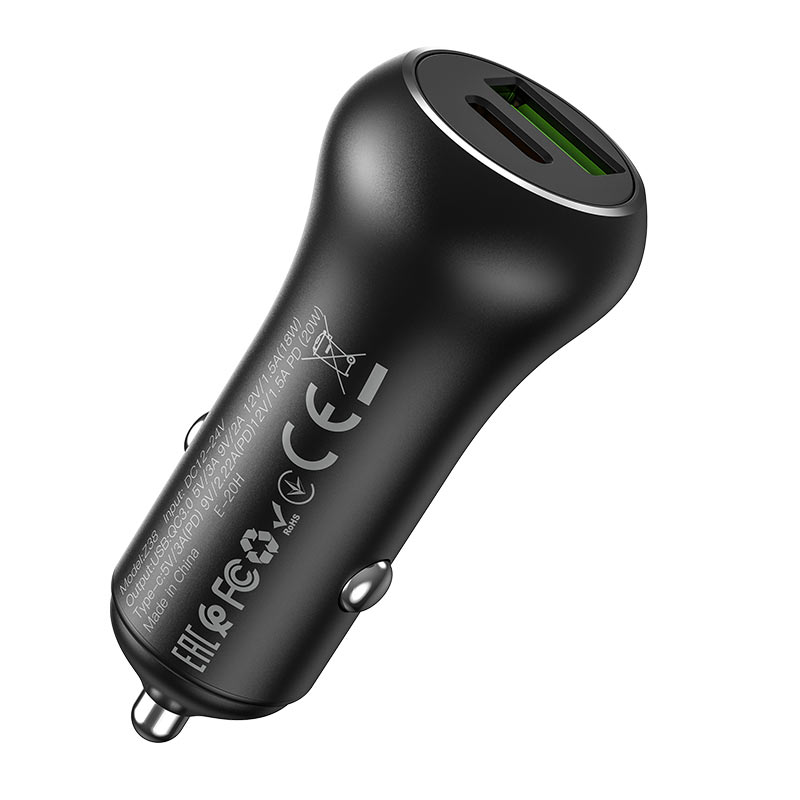 HOCO-Z38-RESOLUTE-CAR-CHARGER-PD20W-QC3.0-FAST-CHARGING-38W-BLACK-1