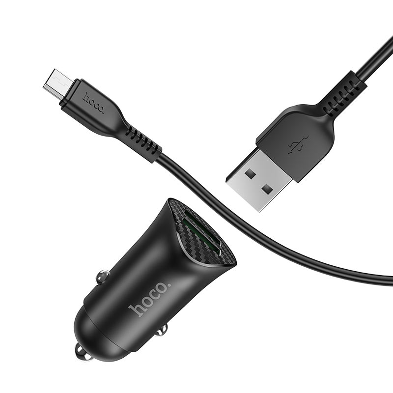 HOCO-Z39-CAR-CHARGER-DUAL-PORT-QC3.0-18W-SET-microUSB-CABLE-BLACK-1