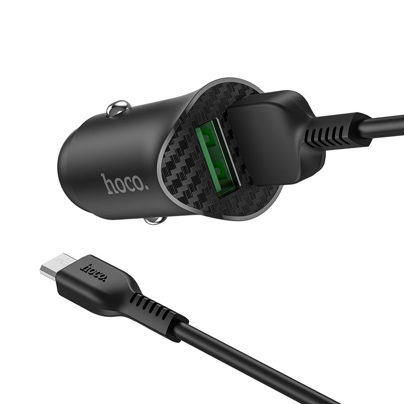 HOCO-Z39-CAR-CHARGER-DUAL-PORT-QC3.0-18W-SET-microUSB-CABLE-BLACK