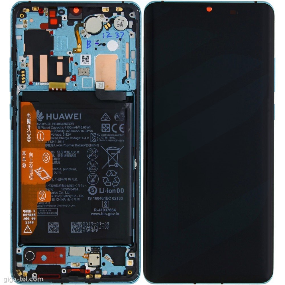 HUAWEI-P30-Pro-LCD-Touch-Frame-Battery-Mystic-Blue-Original-Service-Pack