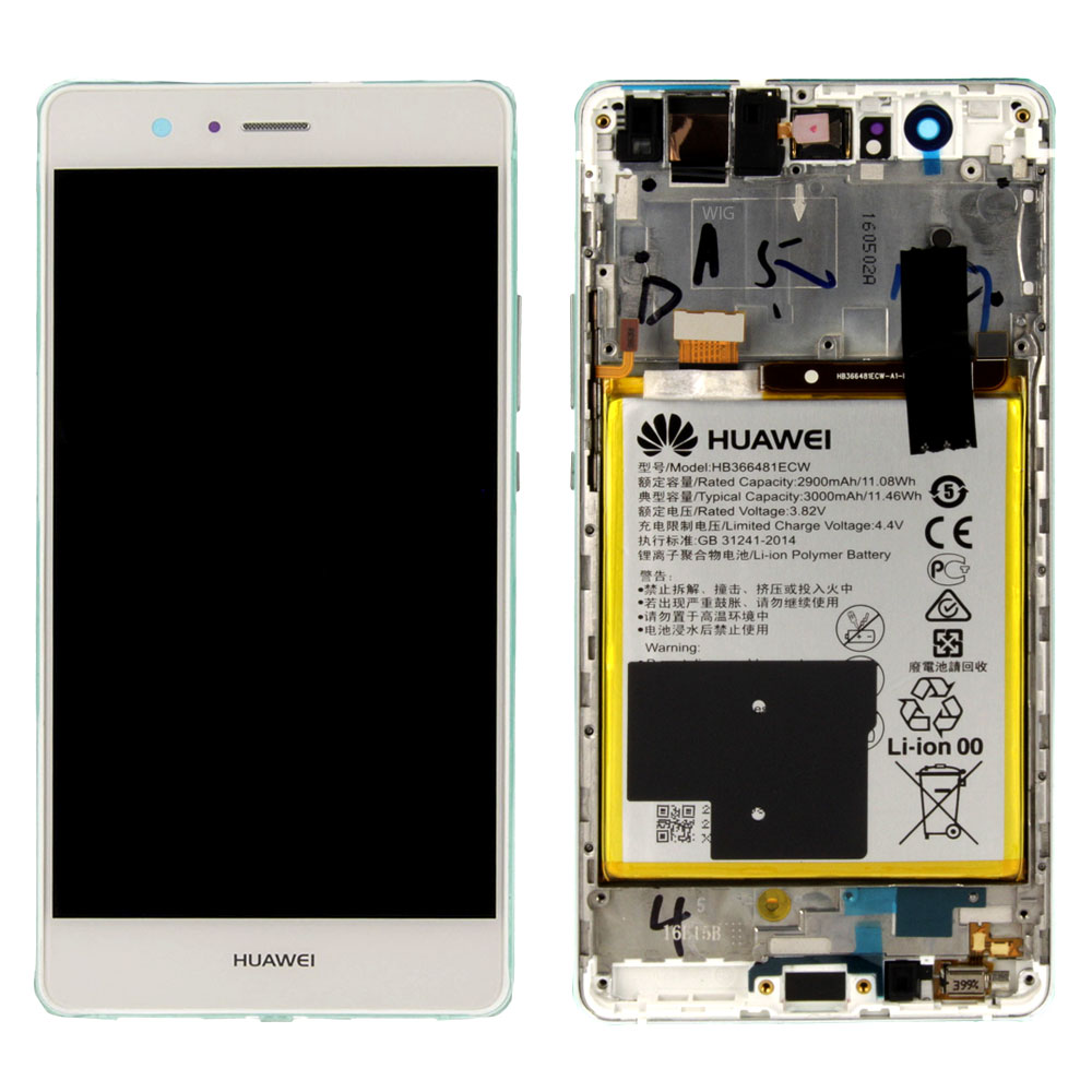 HUAWEI-P9-Lite-LCD-Touch-Frame-Battery-White-Original-Service-Pack