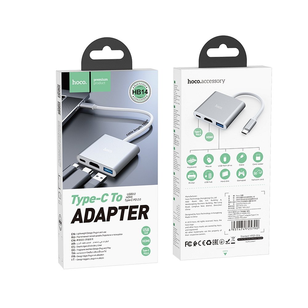 HOCO-HB14-HUB-TYPE-C-ADAPTER-TO-USB3.0-HDMI-PD67W-SILVER-3
