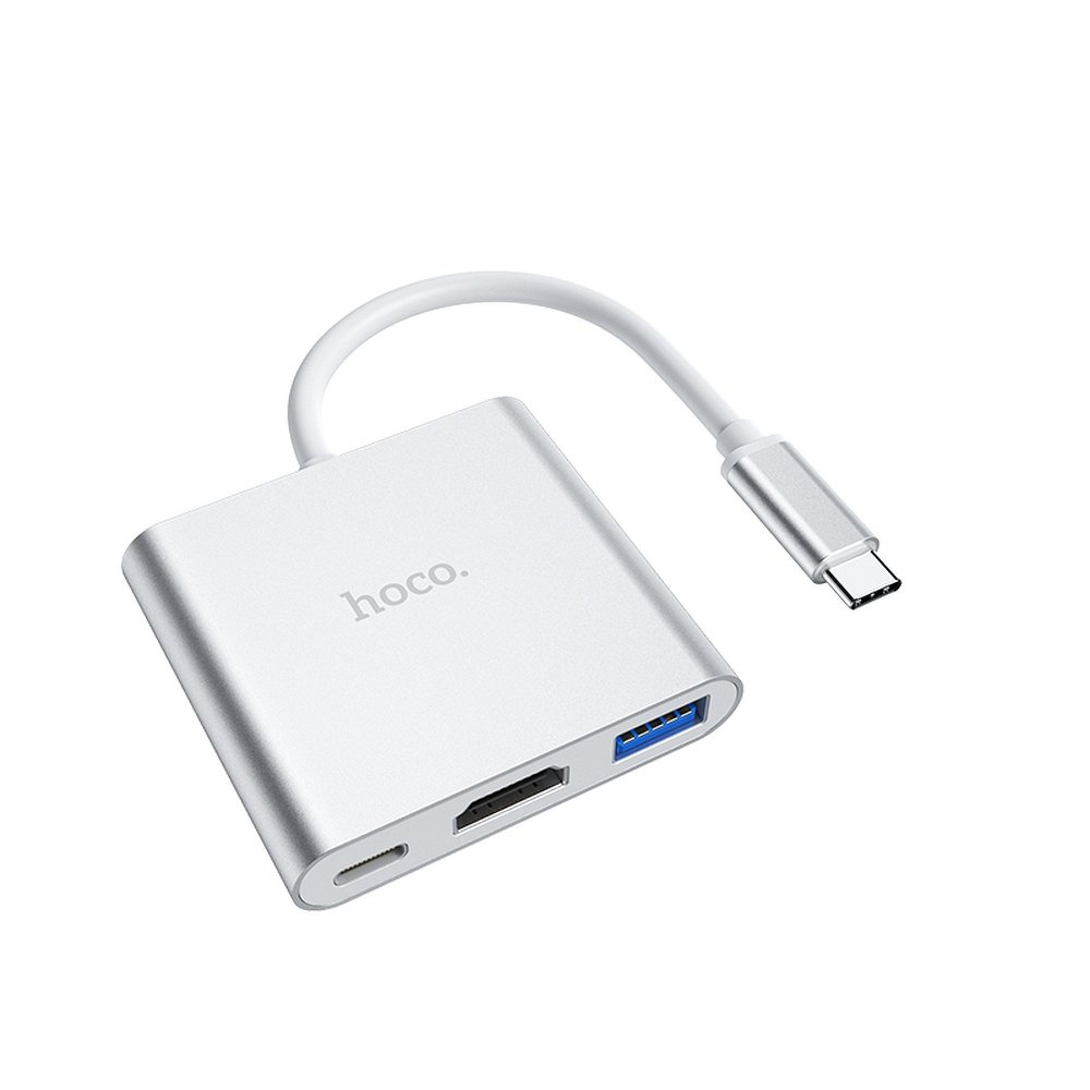 HOCO-HB14-HUB-TYPE-C-ADAPTER-TO-USB3.0-HDMI-PD67W-SILVER
