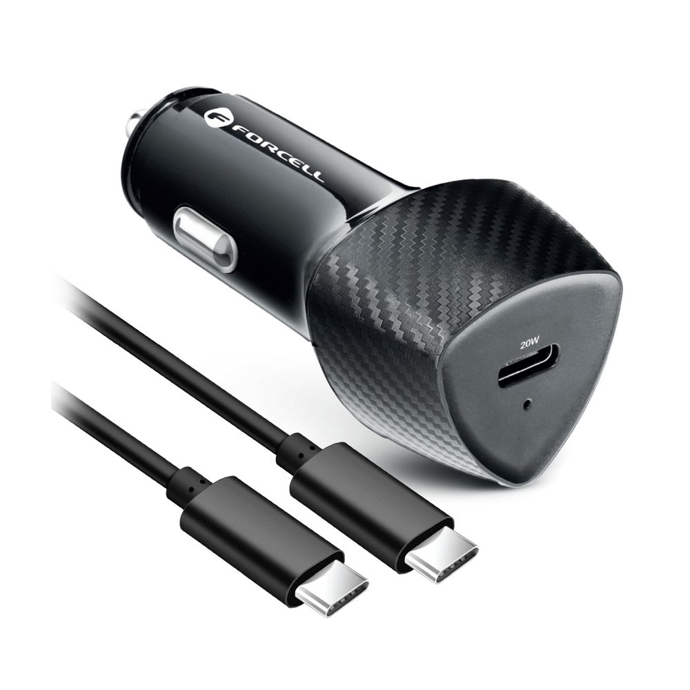 FORCELL-CARBON-car-charger-Type-C-3.0-PD20W-black-cable-for-Type-C-PD-60W-CC50-1C-20W-46774