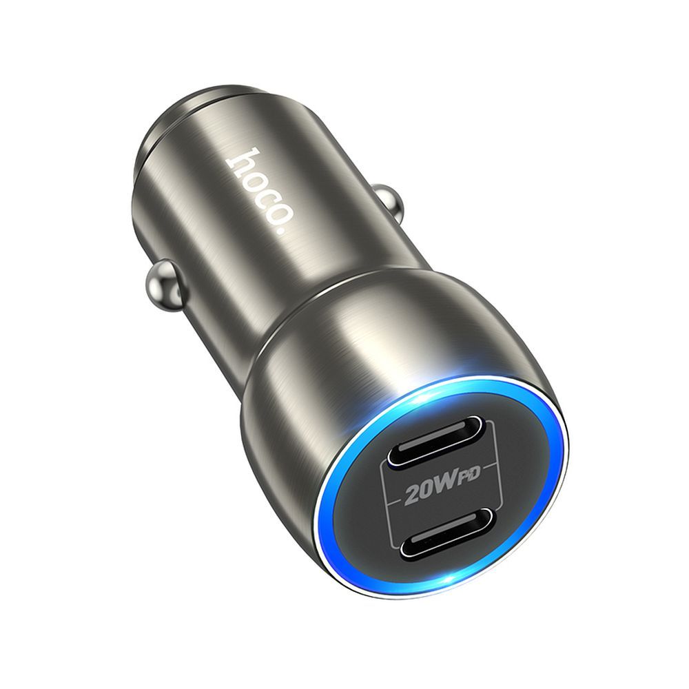 HOCO-Z48-car-charger-2x-Type-C-PD-40W-metal-gray-48745
