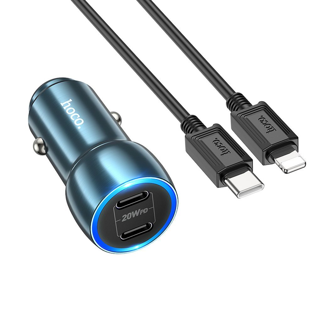 HOCO-Z48-car-charger-2x-Type-C-cable-Type-C-to-iPhone-Lightning-8-pin-PD-40W-sapphire-blue-48755