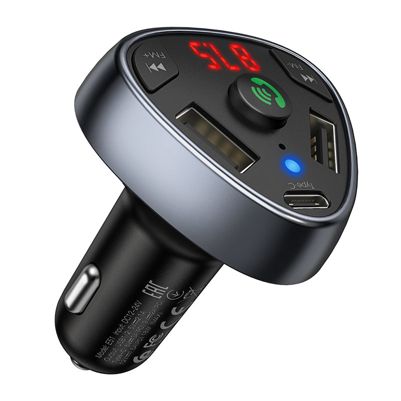 HOCO-E51-BLUETOOTH-FM-TRANSMITTER-TRIPLE-CHARGER-WITH-2-USB-3.1A-AND-TYPE-C-18W-BLACK-1
