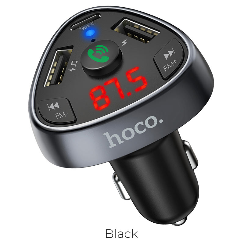 HOCO-E51-BLUETOOTH-FM-TRANSMITTER-TRIPLE-CHARGER-WITH-2-USB-3.1A-AND-TYPE-C-18W-BLACK
