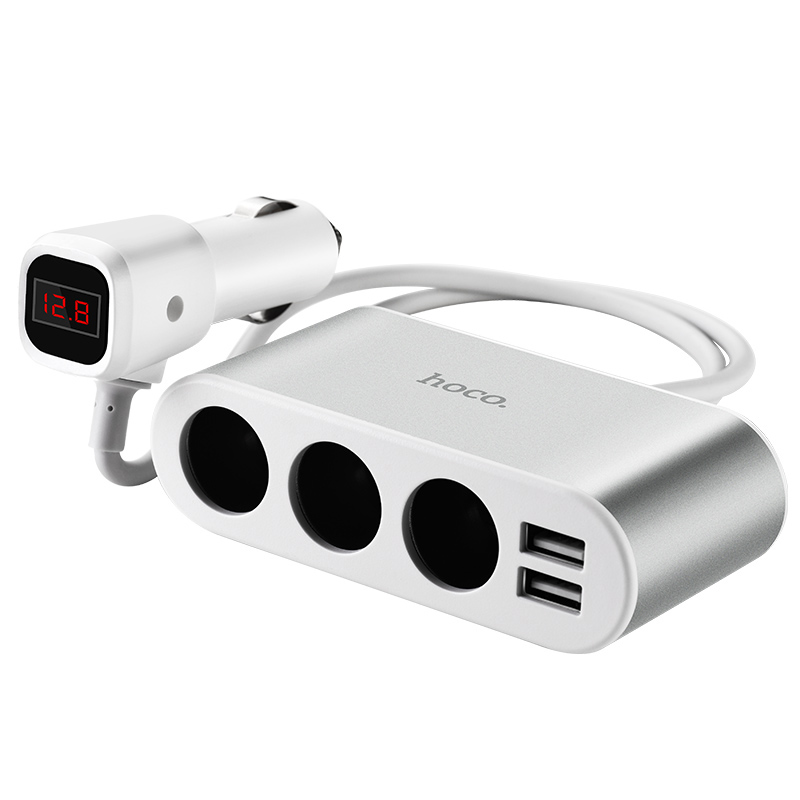 HOCO-Z13-LED-CAR-LIGHTER-SPLITER-CHARGER-DUAL-USB-21A-SILVER