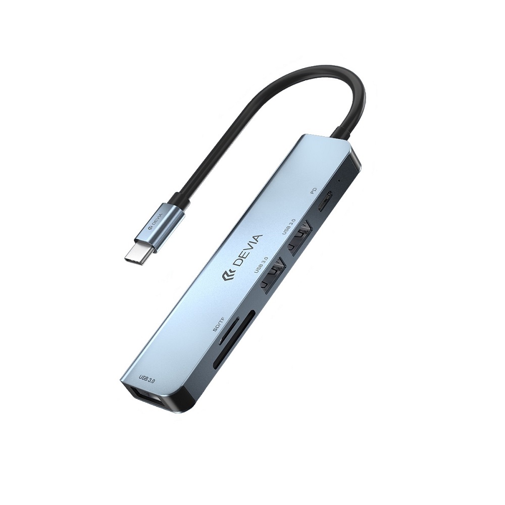 Devia-adapter-HUB-5in1-USB-C-3.1-to-3x-USB-3.0-SDTF-PD-deep-gray-50099