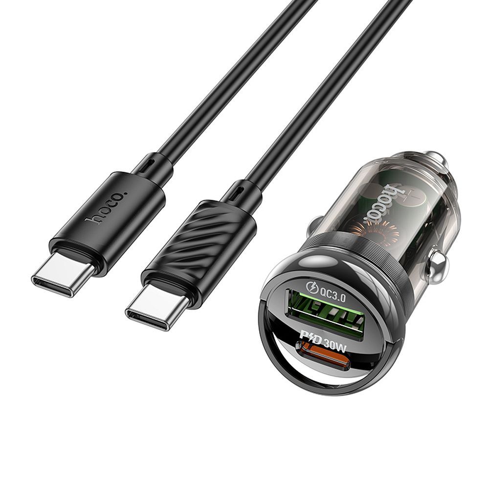 HOCO-Z53A-car-charger-USB-QC3.-0-Type-C-cable-Type-C-to-Type-C-PD-30W-black-49820