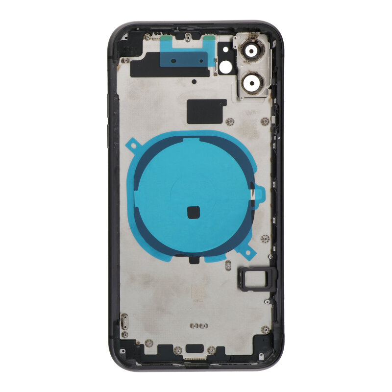 APPLE-iPhone-11-Back-battery-door-cover-middle-frame-housing-with-small-parts-Black-OEM-49252