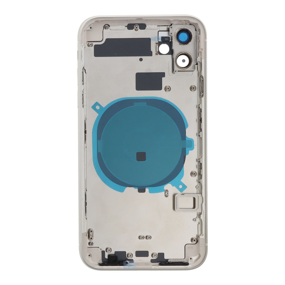 APPLE-iPhone-11-Back-battery-door-cover-middle-frame-housing-with-small-parts-White-OEM-49254