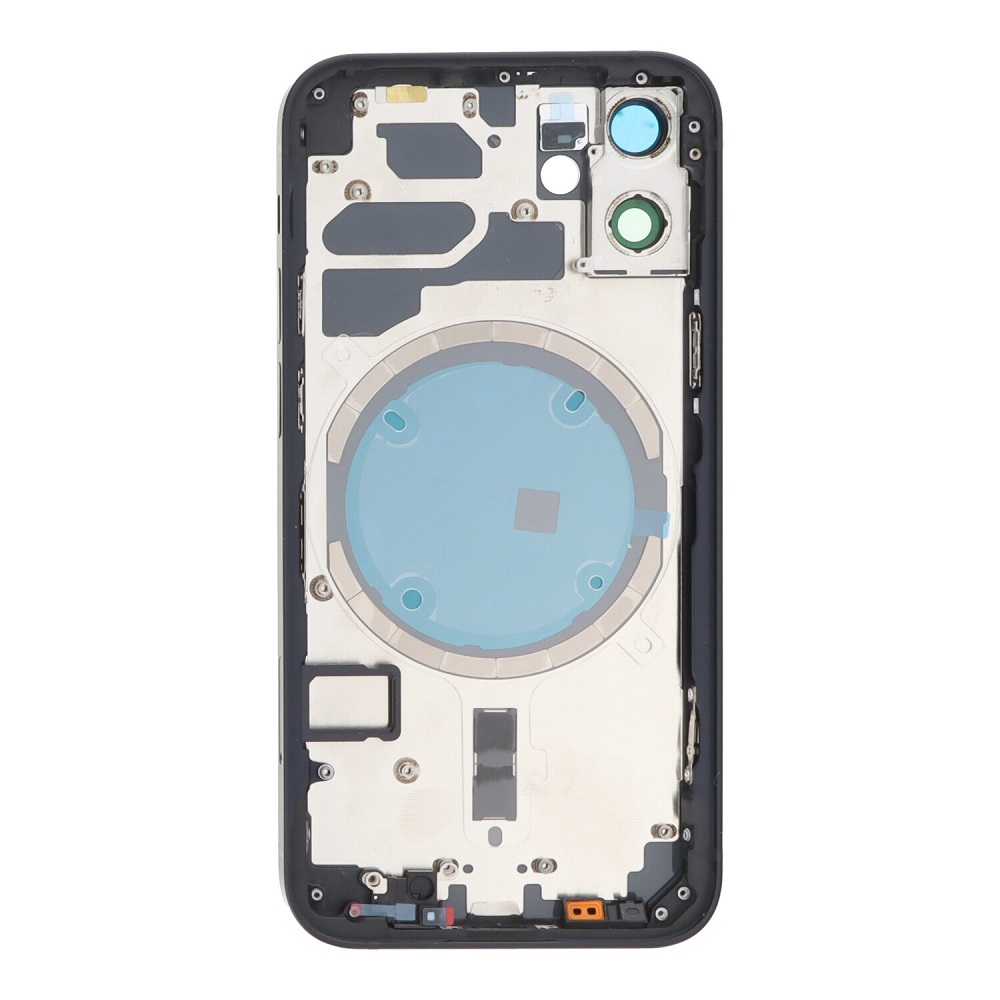 APPLE-iPhone-12-Mini-Back-battery-door-cover-middle-frame-housing-with-small-parts-Black-OEM-49151