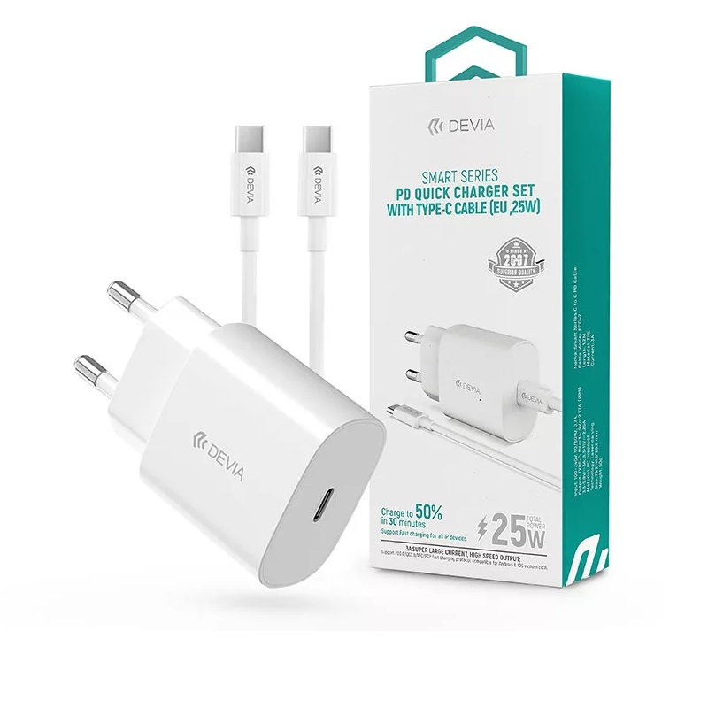 DEVIA-wall-charger-Smart-PD-25W-1x-USB-C-white-cable-USB-C-USB-C-50276