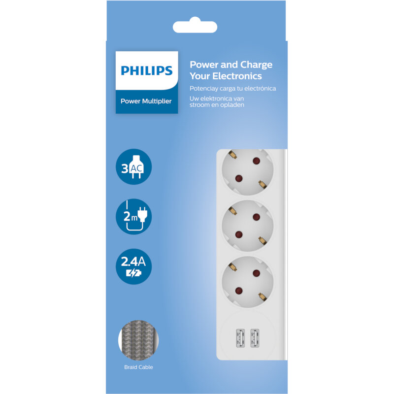Philips-SPN3032WGRS-Πολύπριζο-3-θέσεων-με-2-USB-Type-A-2.4-A-50337