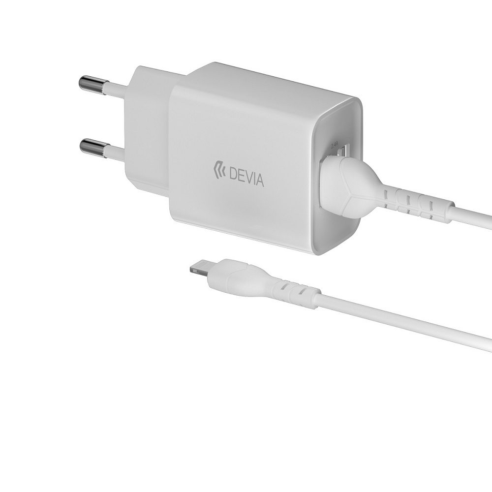 Devia-wall-charger-Smart-2x-USB-24A-white-Lightning-cable-50952