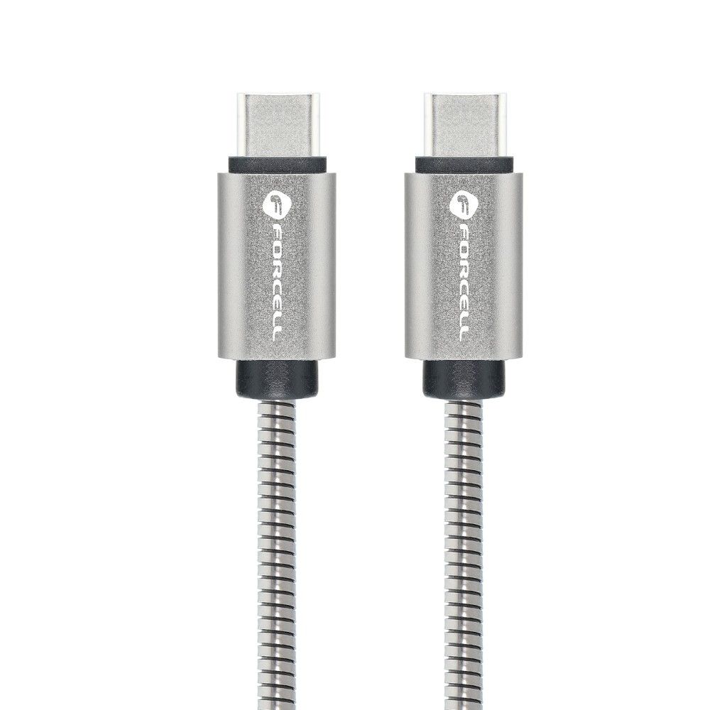 FORCELL-cable-Type-C-to-Type-C-QC4.0-3A20V-PD-60W-Metal-C237-1m-silver-50823