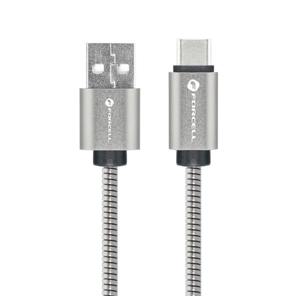 FORCELL-cable-USB-to-Typ-C-2.0-24A-Metal-C234-1m-silver-50835