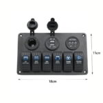 Πίνακας πάνελ με 6 Αδιάβροχους Διακόπτες, Αναπτήρα, Βολτόμετρο, 2 X USB (Θαλάσσια Σκάφη/Αυτοκίνητα/Τρακτέρ)