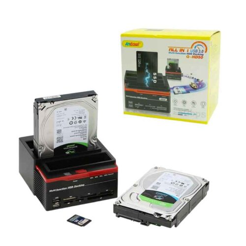 Andowl AN-Q-HD50 Docking Station για 2 Σκληρούς Δίσκους SATA 2.5" / 3.5" με σύνδεση USB 2.0 - All in 1 Multi-function HDD Docking