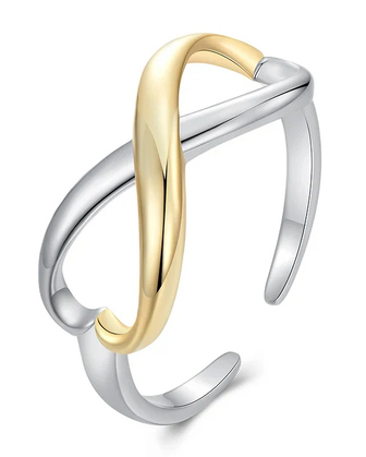 BAMOER δαχτυλίδι BSR622-E, ανοιγόμενο, ασήμι 925, ασημί/χρυσό