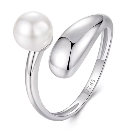 BAMOER δαχτυλίδι BSR662-E με πέρλα, ανοιγόμενο, ασήμι 925, ασημί