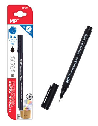 MP ανεξίτηλος μαρκαδόρος PE411, πάχος μύτης 0.4mm, μαύρος