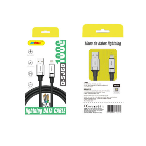 Andowl Καλώδιο δεδομένων USB σε Lightning– 3A Q-SJ68 - Data Cable