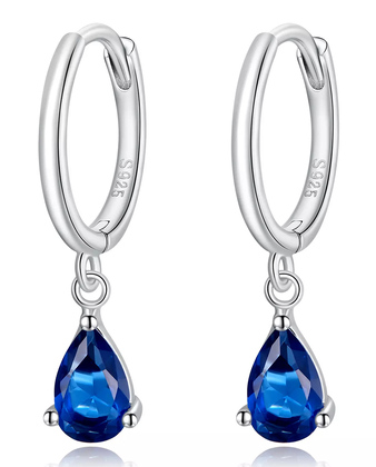 BAMOER σκουλαρίκια κρίκοι SCE1018-BU με κυβική ζιρκόνια, ασήμι 925, μπλε