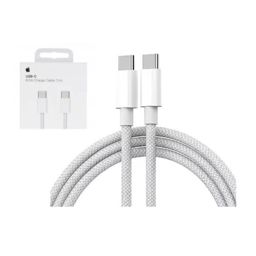 Apple Braided Woven USB 2.0 Cable USB-C male - USB-C 60W Λευκό 1m (MQKJ3ZM/A)