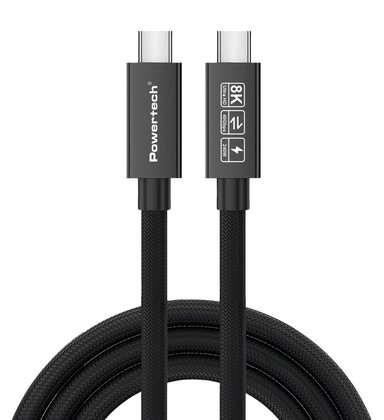 POWERTECH καλώδιο USB-C PTR-0165, USB4, 240W, 40Gbps, 8K/60Hz, 1m, μαύρο