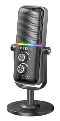 CMTECK επιτραπέζιο μικρόφωνο XM600, omnidirectional/καρδιοειδές, USB, RGB LED, μαύρο
