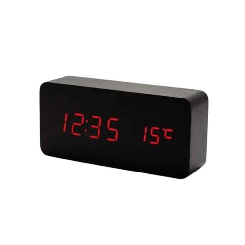 Ξύλινο Ψηφιακό Ρολόι LED με Θερμόμετρο VST-862 – LED Wooden Clock with Temperature Display