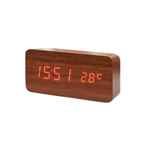 Ξύλινο Ψηφιακό Ρολόι LED με Θερμόμετρο VST-862 – LED Wooden Clock with Temperature Display