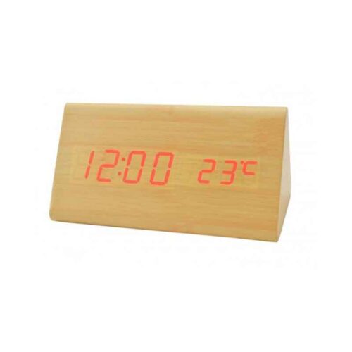 Ξύλινο Ψηφιακό Ρολόι LED με Θερμόμετρο VST-861 – LED Wooden Clock with Temperature Display