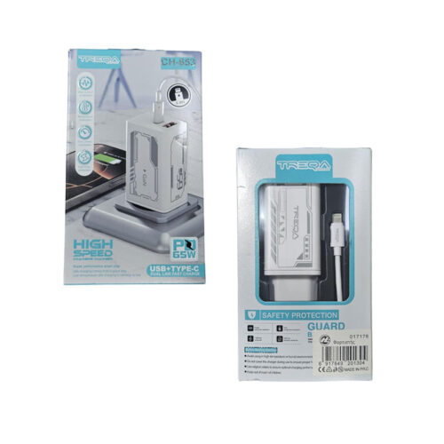 Treqa Φορτιστής Ταχείας Φόρτισης PD 65W – USB & Type-C CH-653 - Fast Charger