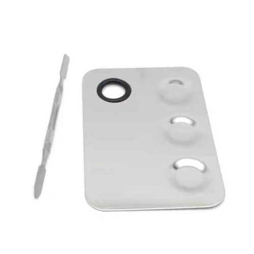 Παλέτα Ανάμειξης Μακιγιάζ Inox με Σπάτουλα - Stainless Steel Makeup Mixing Palette with Spatula