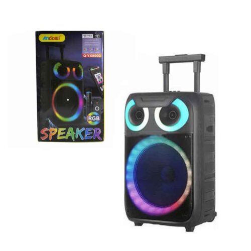 Andowl Ηχείο Subwoofer 30W RMS FM με Μικρόφωνο, Τηλεχειρισμό & Διακοσμητικό Φωτισμό LED RGB Q-YX8000