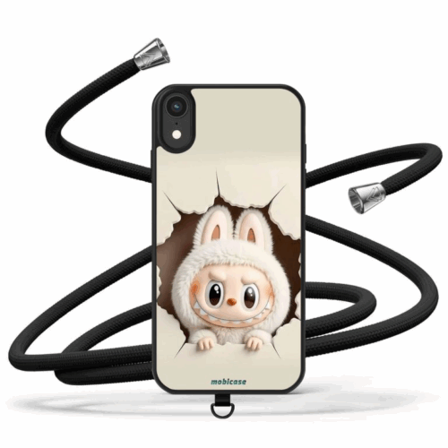 Θήκη iPhone για Όλα τα μοντέλα Θήκη με Κορδόνι λαιμού & σχέδιο white labubu (Κωδ:2005)