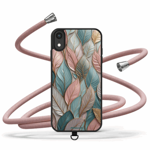 Θήκη iPhone για Όλα τα μοντέλα Θήκη με Κορδόνι λαιμού & σχέδιο Leaves (Κωδ:2008)