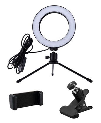 CABLETIME φωτιστικό δαχτυλίδι LED CT-LRL6-PB με μίνι τρίποδα & σφιγκτήρα, βάση smartphone, Φ16cm