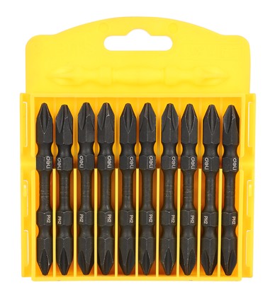 DELI σετ μύτες κατσαβιδιού DL252202 για δραπανοκατσάβιδο διπλή κεφαλή, σταυρωτές, PH2x65mm, 10τμχ